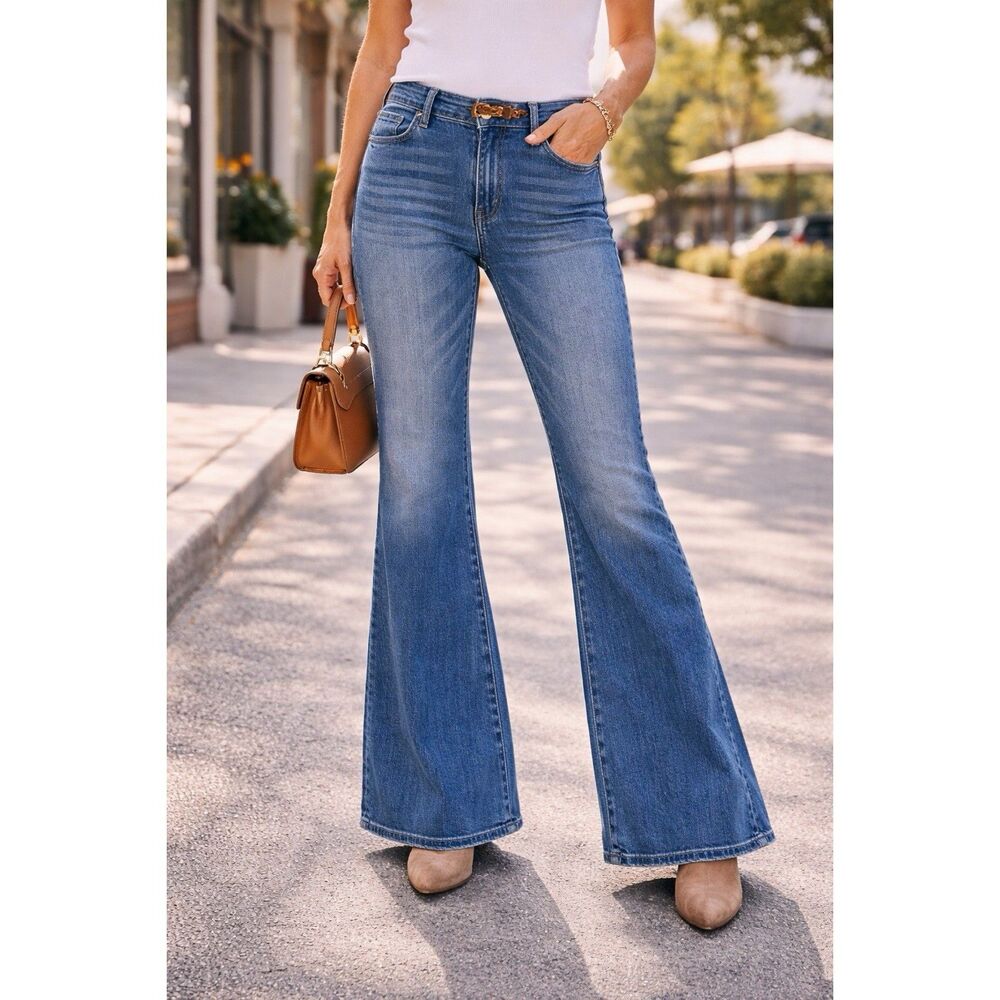 Kut From The Kloth Size 11/29 ANA Fab Ab Super Flare Jean High Rise Blue Stretch
